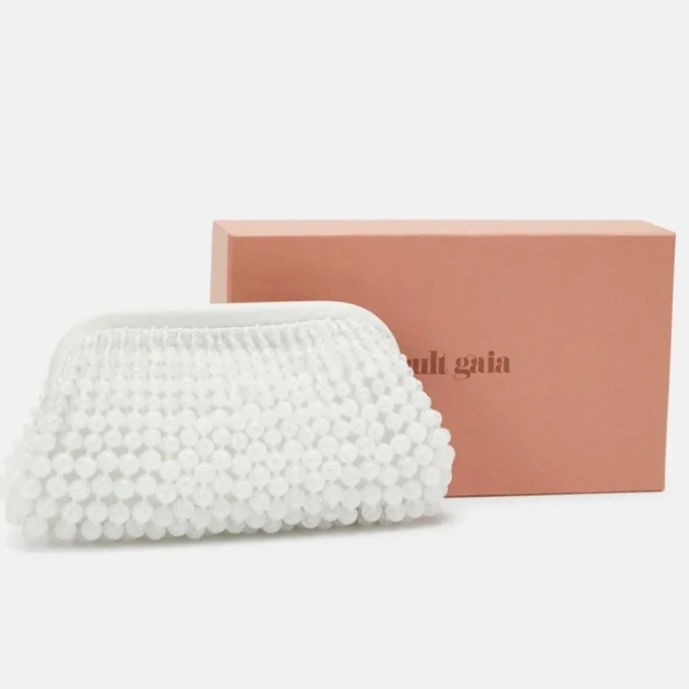 Cult Gaia Nia beaded Leather clutch